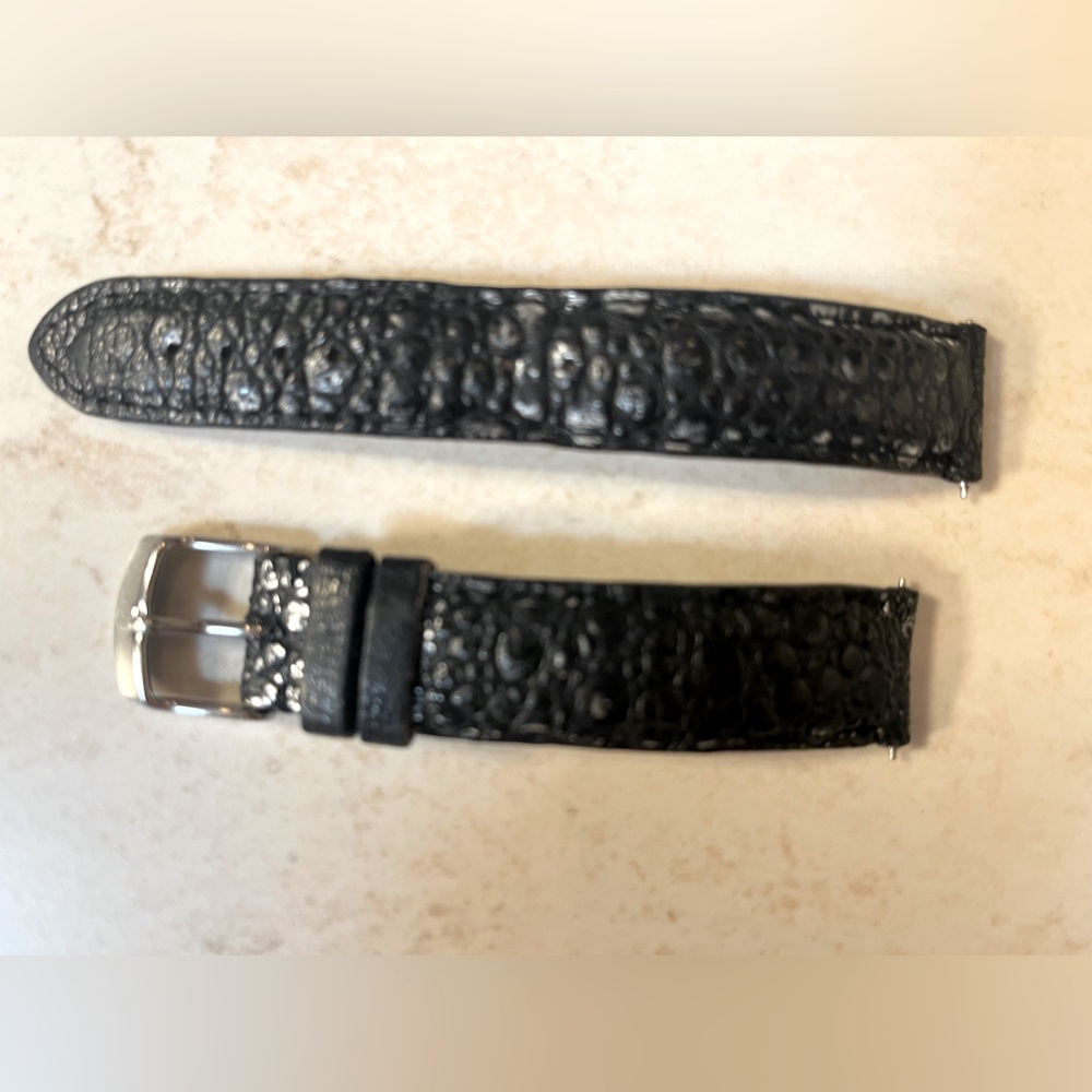 Michele 18mm black with silver watch band